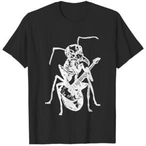 Seembo Ant Guitar T Shirt Cartoon Music Graphic Retro Funny Fan Gift Tee